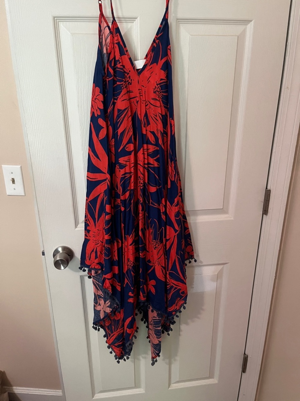 Japna Navy and Red Floral Maxi Dress with Spaghetti Straps